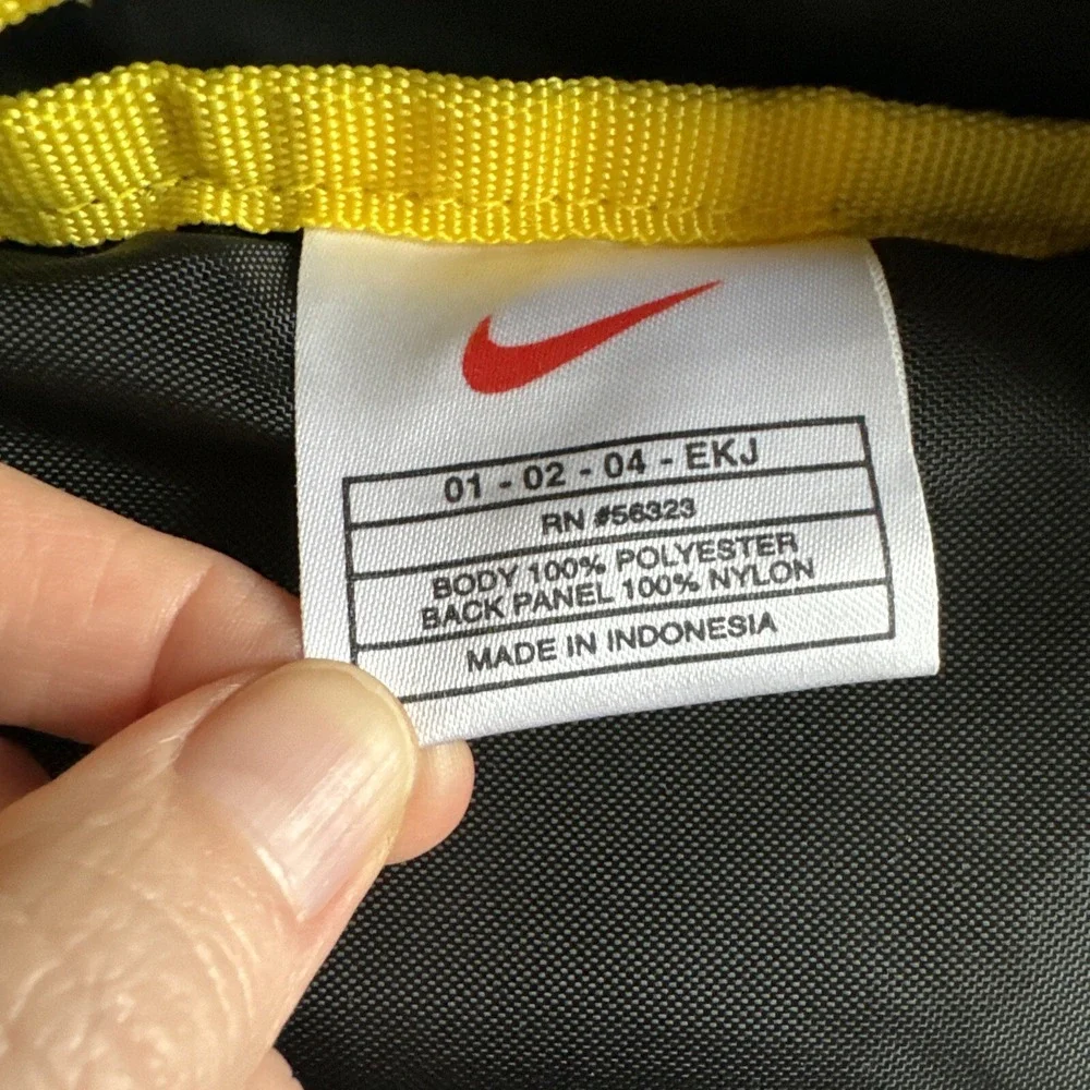 Nike‎ Vintage Center Swoosh Y2K Backpack 90s Black Yellow Embroidered VTG